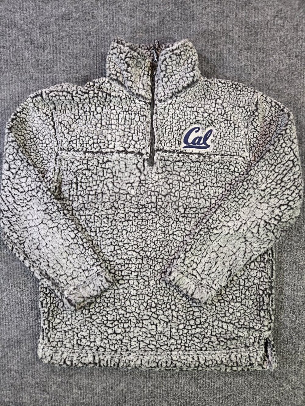 Cal Berkely Bears Sherpa Sweatshirt Womens XS Gray Boxercraft Quarter Zip Soft